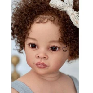 Painted 30in Finished Reborn Baby Doll Toddler Girl Rooted Hair Cloth Body Gift - Picture 1 of 2