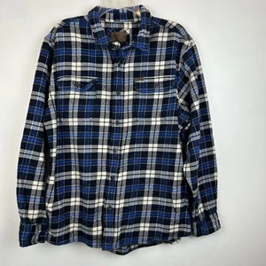 Orvis Shirt Mens 2XL Blue Plaid Button Up Flannel Thick Workwear Shacket Outdoor - Picture 1 of 14