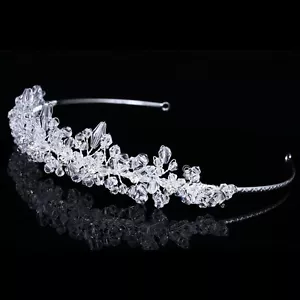 Bridal Wedding Rhinestone Crystal Beads Flower Prom Party Crown Tiara V827 - Picture 1 of 4
