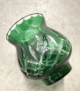 Green Cut Crystal Votive Candle Holder 3-1/2” W X 4” H - Picture 1 of 6
