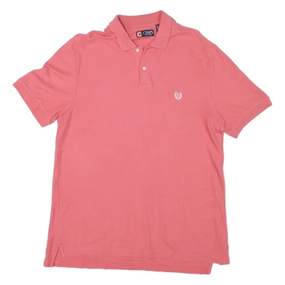 CHAPS Mens Pink Short Sleeve Plain L Cotton Polo Shirt Casual Classic - Image 1 of 4