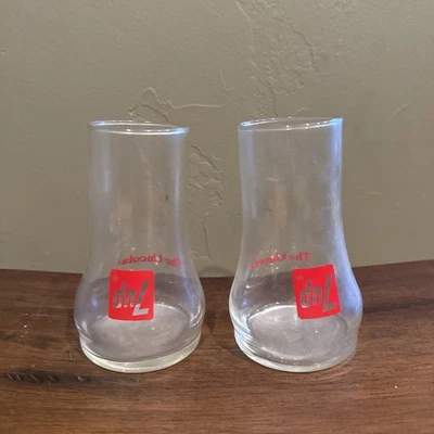 7UP The Uncola Upside Down Drinking Glasses- Lot of 2, Vintage, 1970's  - Image 1 of 2