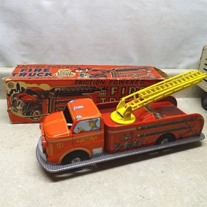 Vintage Marx Friction Fire Truck + Box, Aerial Ladder, Toy Vehicle 14.5" - Picture 1 of 19