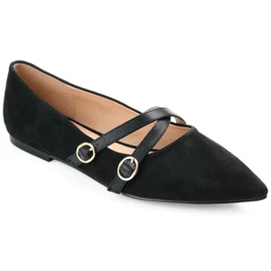 Journee Collection Women's Patricia Slip On Pointed Ballet Flat, Black Size 9W - Picture 1 of 5