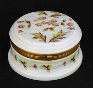 Art Glass  Box Casket Hinged Antique Victorian Handpainted Floral  6-5/8" U15 - Picture 1 of 6