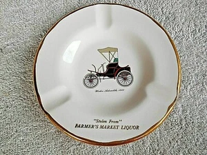 VINTAGE THE SABINA LINE ASHTRAY WINTON AUTOMOBILE 1898 FARMER'S MARKET LIQUOR - Picture 1 of 9