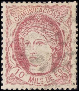 1º y 2º Centenario. º USADO 105. 1870. 10 mils rosa. MAGNIFICO. Edifil 2020: 8 - Imagen 1 de 1