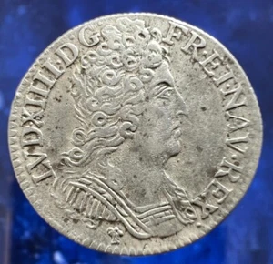 FRANCE LOUIS XIV 1/10 ÉCU 1710 UNC GENUINE SILVER COIN FRENCH ORIGINAL GEM MONEY - Picture 1 of 7