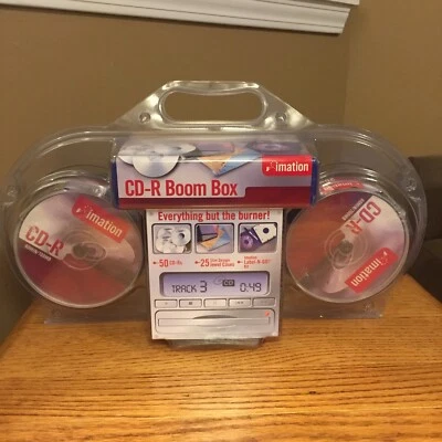 Imation CD-R "Boom Box" 50 CD-Rs 25 Slim Jewel Cases Colors Label-N-Go Kit NOS - Image 1 of 4
