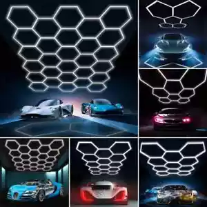 AU Hexagon LED Garage Lights 6500K Honeycomb Lights Hexagonal Light for Workshop - Picture 1 of 20