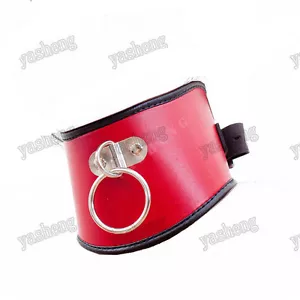 Corsé de cuero sintético rojo cuello postura cuello cuello bondage - Imagen 1 de 2