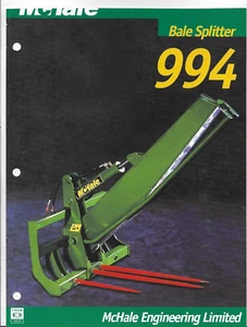 MCHALE BALE SPLITTER 994 Cuts Bales Silage Hay Straw Brochure Specifications - Picture 1 of 1