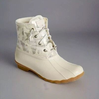 Sperry Women's Saltwater Metallic Camo Duck Boot - Ivory Brand New Sz 6 Ladies - Image 1 of 4