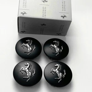 Ferrari 458 599 488 F8 812 FF F12 SF90 Roma Portofino Matte Black Wheel Caps Set - Picture 1 of 5
