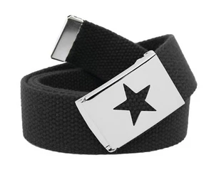 Top abatible plateado Build A Belt para hombre estrella de 1,25" hebilla ancha con cinturón de tela de lona - Imagen 1 de 24