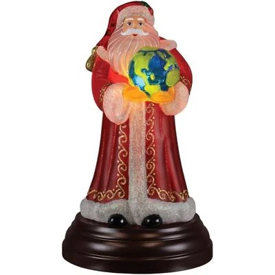 Old World Christmas Blown Glass Tabletop Lamp, World Peace Santa Light - Image 1 of 4