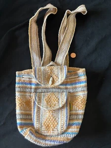 Bolso Mochila Artesanías Pinzón Tejido con Cordón Boho Hippie Arte Mexicano - Imagen 1 de 5