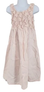 Girls Rosetta Millington Pink Linen Smocked 3D Flowers Floral Maxi Dress 6 USA - Picture 1 of 6