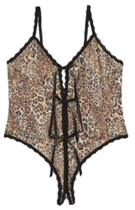 $102 Hanky Panky Crotchless Thong Teddy 1X Brown Crotchless Girlfriend Wife GIFT - Picture 1 of 15
