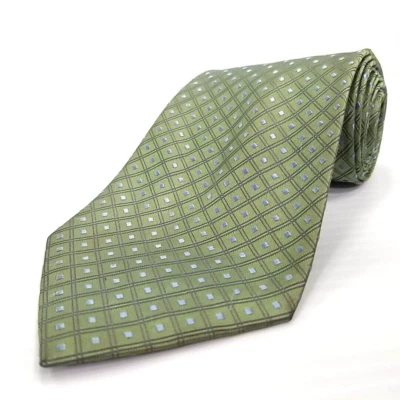Corbata de lujo Claiborne verde azul patrón geométrico tejido seda 60" x 4" Foto 1 de 4