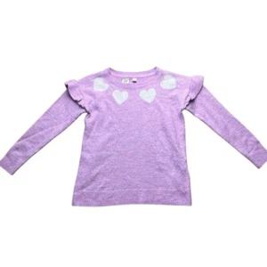 Gap Kids Lavender Hearts Sweater Girls Size Small - Picture 1 of 5