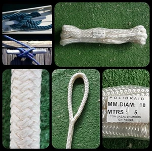 Driza Corde Cordage Tressée Nylon 18mm x 5 Mètres Amarrage Nautica Bateau Taquet - Photo 1/3