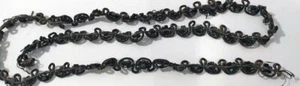 Antico ornamento vintage vittoriano bordo perline nero lutto - Foto 1 di 4