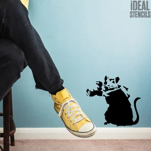 Banksy Camera Paparazzi Ratte Schablone Wandbild Kunst Graffiti Ideal Schablonen - Bild 1 von 5