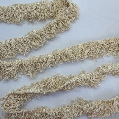 Vintage 1950’s Fringe Trim Sewing Notion Craft 1.5” x 90” ivory fringe,  As Is - Image 1 of 4