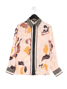 Lipsy Women's Shirt UK 6 Pink Floral 100% Polyester Long Sleeve Collared Basic - Picture 1 of 6