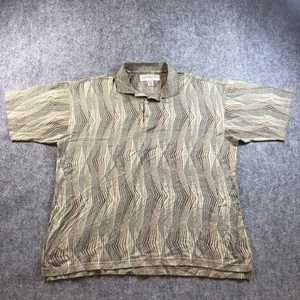 Camisa Jhane Barnes Para Hombre Grande Marrón Beige Geométrica Polo Tejida Estampado Retro - Imagen 1 de 8