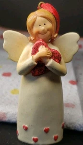 Rustic Angel Holding Heart 3" Christmas Ornament Primitive  - Picture 1 of 6
