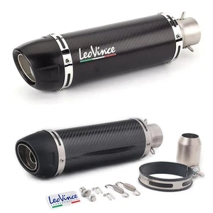 E-Mark Universal Motorcycle Real LeoVince Carbon Fiber Slip On Exhaust Pipe Muff - Picture 1 of 14