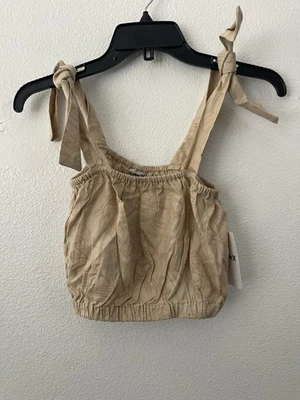  Hurley MACKENZIE BANDEAU MARSHMALLOW FRONDY Hawaiian Cropped Tank Tan Sz Small - Image 1 of 4