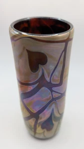 Vintage Craig Zweifel Vase Heart Leaves IridescentAurene Signed 5" Tall - Picture 1 of 10