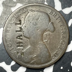1863 Gran Bretagna 1/2 penny con 'J. Lotto controtimbri Hall' #A6860 - Foto 1 di 2