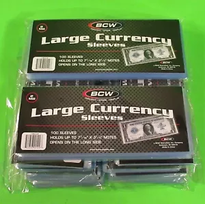 MANICHE VALUTA BANCONOTA GRANDI 1000 BCW, SPESSORE 2 MIL, ADATTE NOTE 7-9/16 X 3-1/4 - Foto 1 di 3