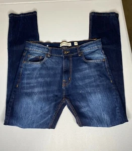Evolution in Design Jeans Men's Dark Blue Denim Straight Leg Distressed Sz 32x32 - Picture 1 of 4