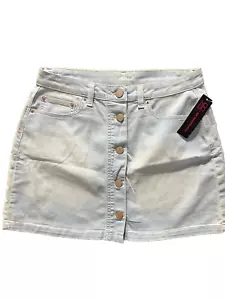 Denim Mini Skirt High Rise Light Wash With Full Button Closure Brand New - Picture 1 of 3