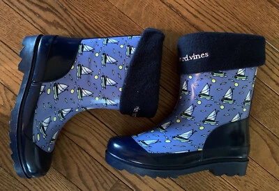 Vineyard Vines Rain BOOTS + SOCKS 2 Boy Girl Sailboats SET LOT NIB ~Hunter snow - Image 1 of 4