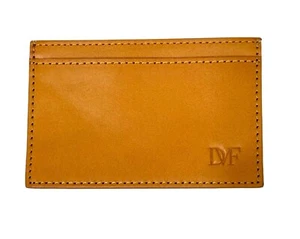 DVF Diane von Furstenberg NEW Slim Credit Card Case Brown Leather BLK/WHT Fabric - Picture 1 of 4