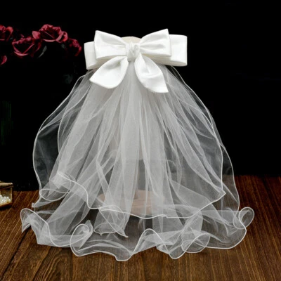 Braut Hochzeit Schleier Satin mit Kamm Oder Bobby Stift Ehe Festival Party - Bild 1 von 4