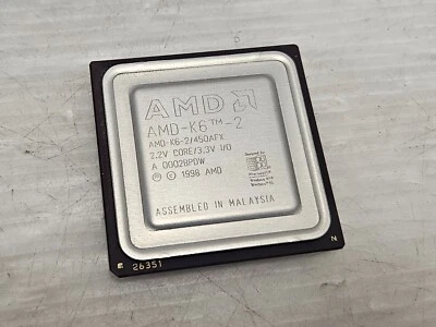 AMD-K6-2/450AFX, Socket 7, 450MHz, FSB 100MHz, 100% WORKING VINTAGE PROCESSOR! - Image 1 of 2