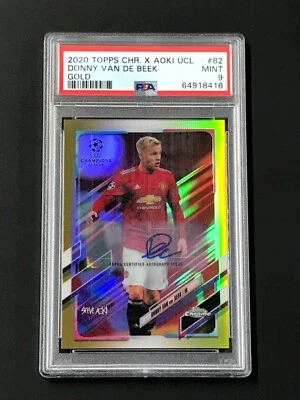 PSA 9 2020 Topps Chr. X Aoki UCL #82 Donny Van De Beek Gold AUTOGRAPH (LOW POP!) - Image 1 of 3
