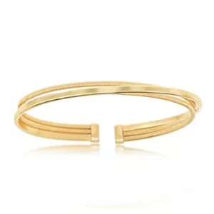 Sterling Silver Bonded with 14K GP Polished Wire Bangle - Picture 1 of 2
