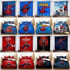 3D Marvel Avengers Spiderman Superhero Bedding Set Pillowcase Bedroom Curtains