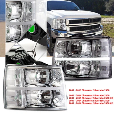 Kit de 2 faros de carcasa cromados para Chevy Silverado 1500 2500HD 2007-2013 Foto 1 de 4