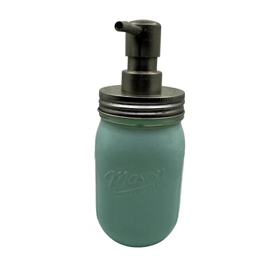 Mason Jar Soap Dispenser 16 Oz Light Green Glass With Stainless Steel Pump - Image 1 of 4