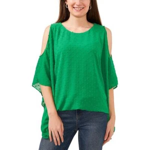 Sam & Jess Womens Green Round Neck Dressy L Cold Shoulder Shirt XS BHFO 3968 - Picture 1 of 1