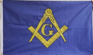 12x18 Mason Freemason Blue and Gold Flag 12'x18' boat car grommets poly - Picture 1 of 2